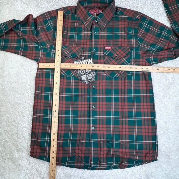 Dixxon Shirt Mens Medium Green Plaid Mistletoe Flannel Button Down Long Sleeve - Picture 11 of 11